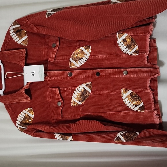 Corduroy Jacket with Sequin Footballs - Picture 8 of 12